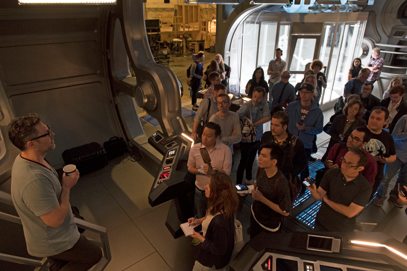 Co-executive producer Aaron Harberts and journalists in Discovery’s engineering section (Photo: CBS Interactive)
